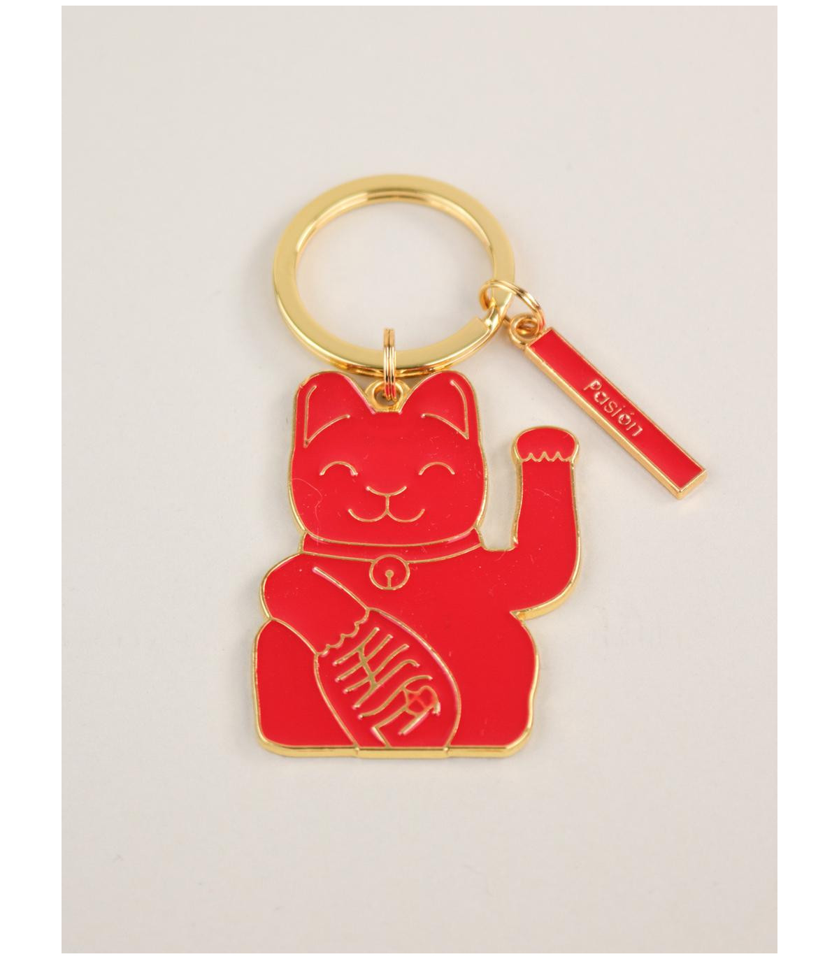 Llavero Lucky Cat Rojo Metálico
