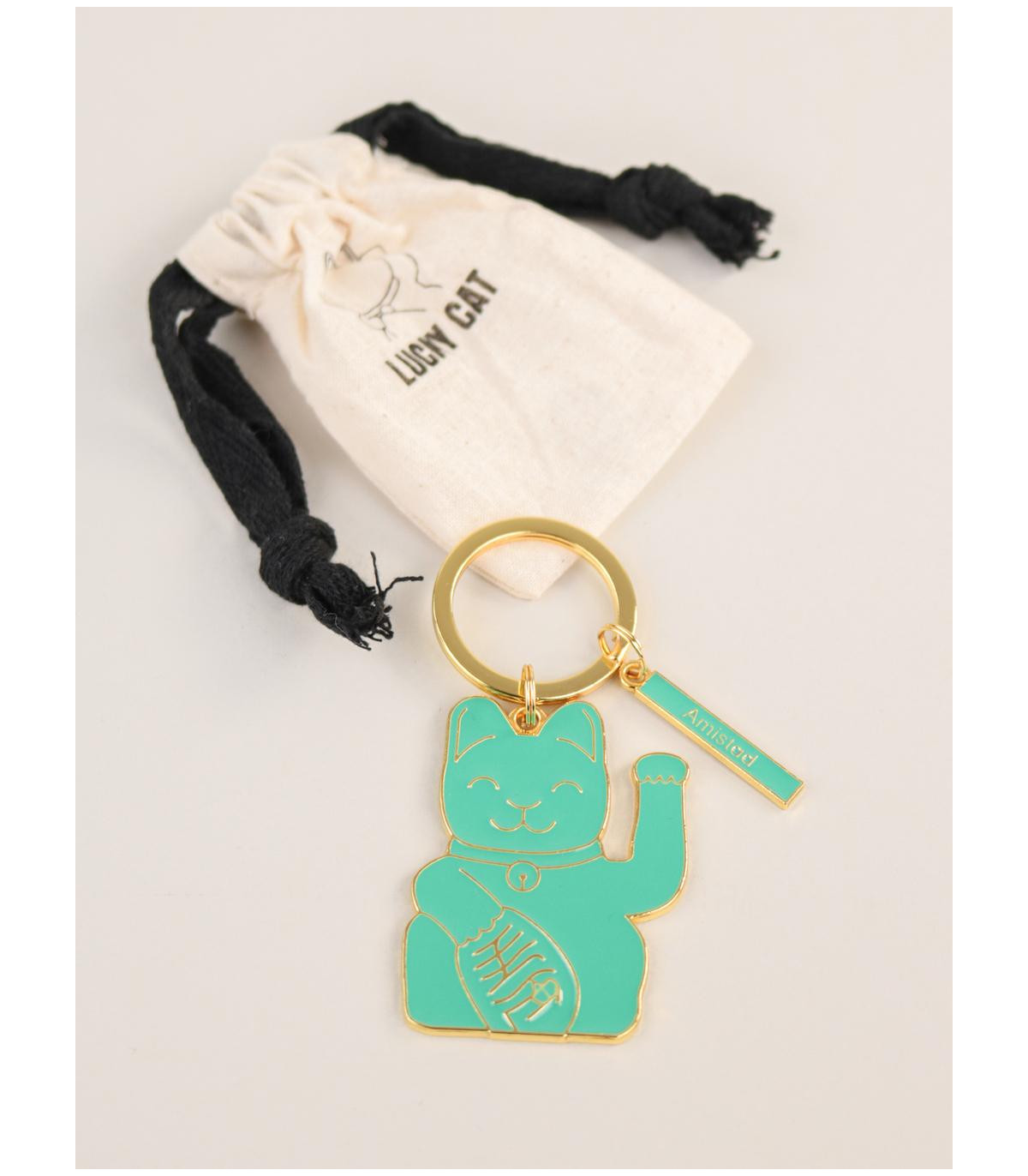 Llavero Verde Agua Lucky Cat
