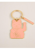 Llavero Lucky Cat Rosa Metálico