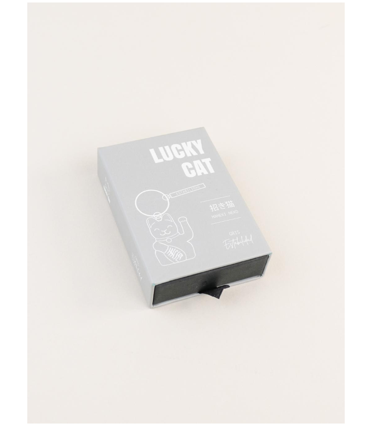 Llavero Lucky Cat Gris Metálico