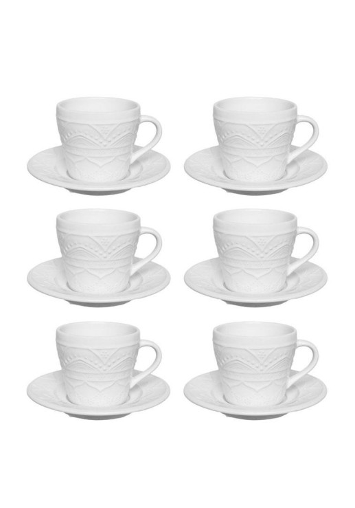 Serena Cream - Set X 6 Tazas De Te Con Plato 220 Cc Oxford