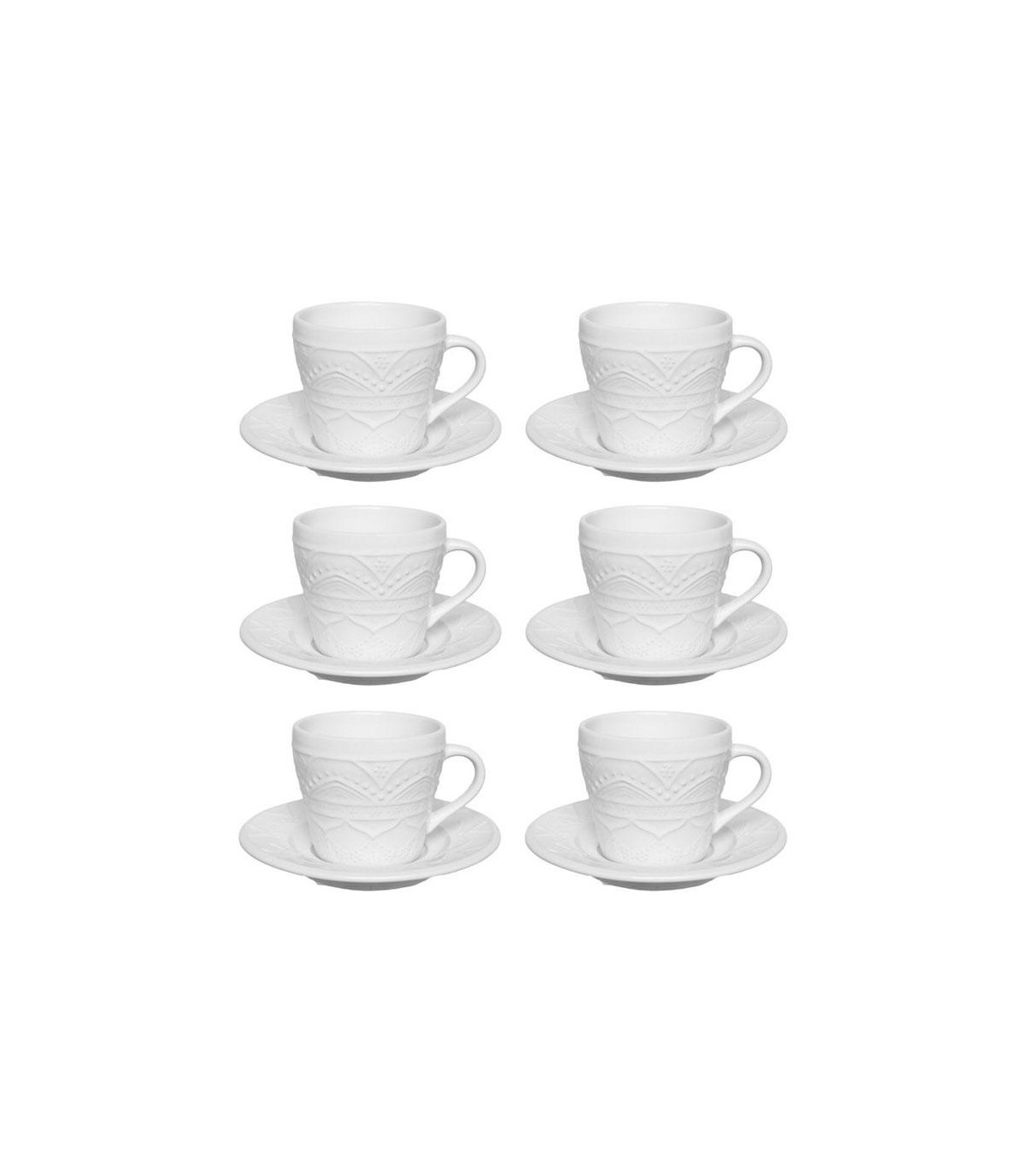 Serena Cream - Set X 6 Tazas De Te Con Plato 220 Cc Oxford