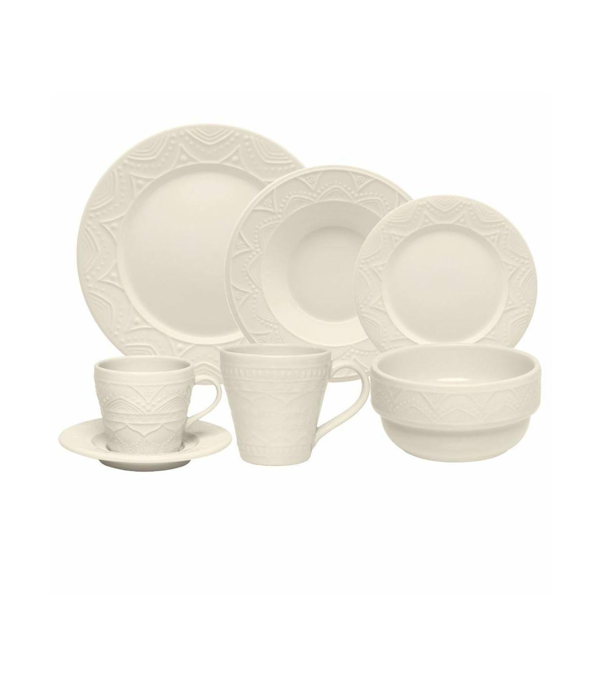 Serena Cream - Set X 6 Tazas De Te Con Plato 220 Cc Oxford