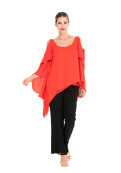 Blusa Sharon Rojo Satén Corte Recto