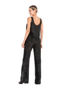 Musculosa Lentejuelas Negro Mujer Brillo Noche