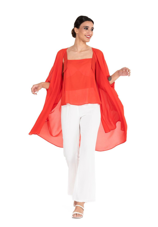 Spolverino Marilyn Rojo Gasa Crepe Elegante