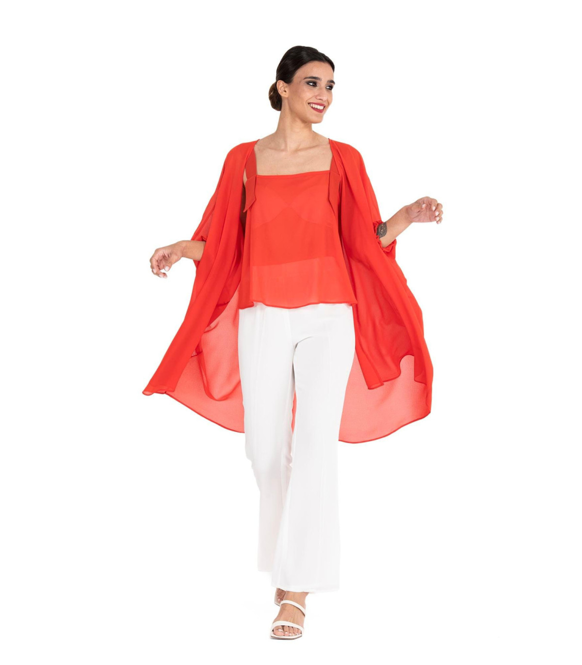 Spolverino Marilyn Rojo Gasa Crepe Elegante