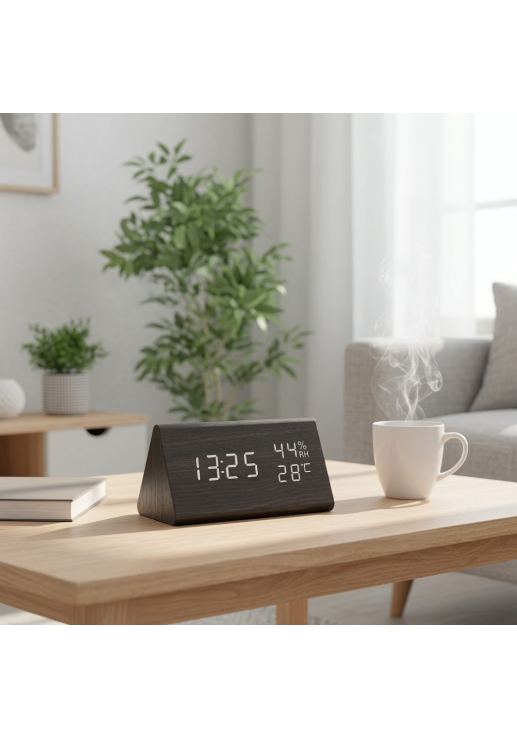 Reloj Digital De Madera Con Pantalla Led