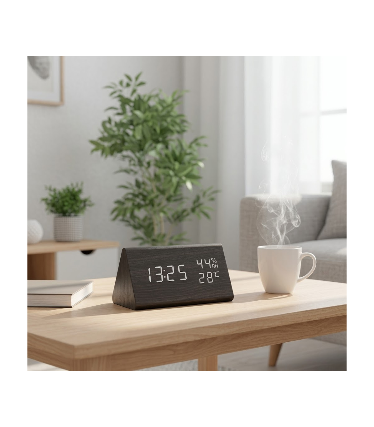 Reloj Digital De Madera Con Pantalla Led