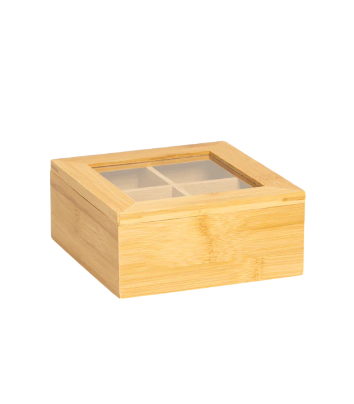 Caja De Té De Bambú Con 4 Divisiones