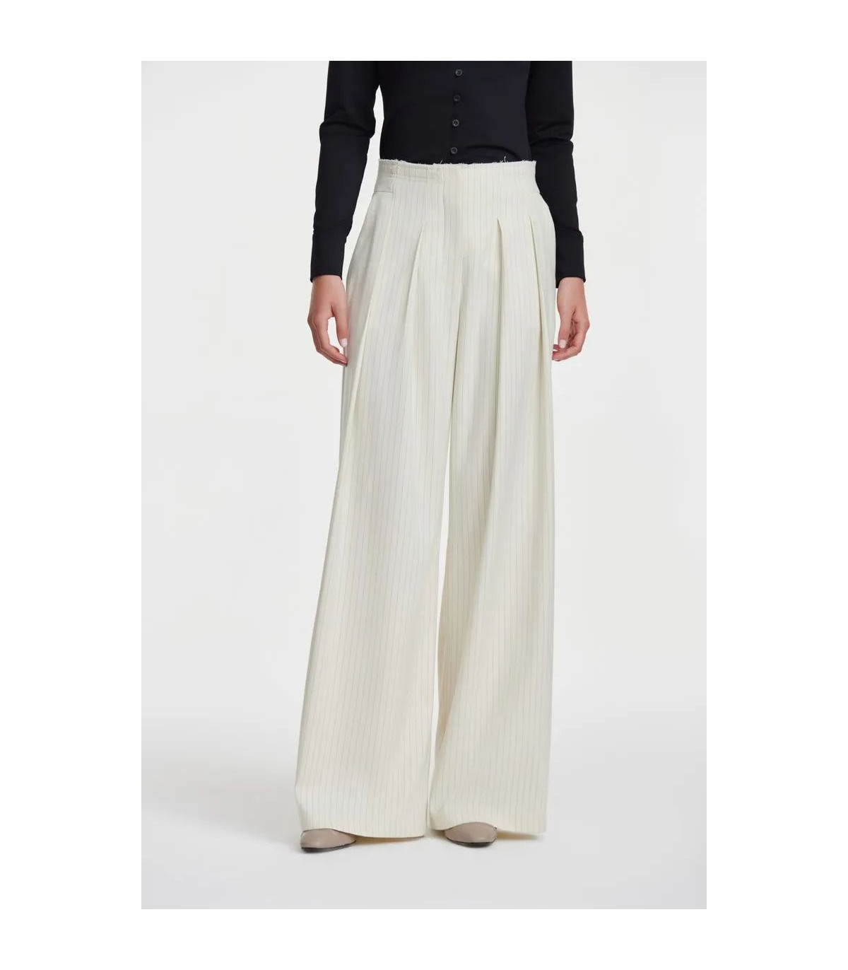 Pantalón Cristal Rayado Off White 44