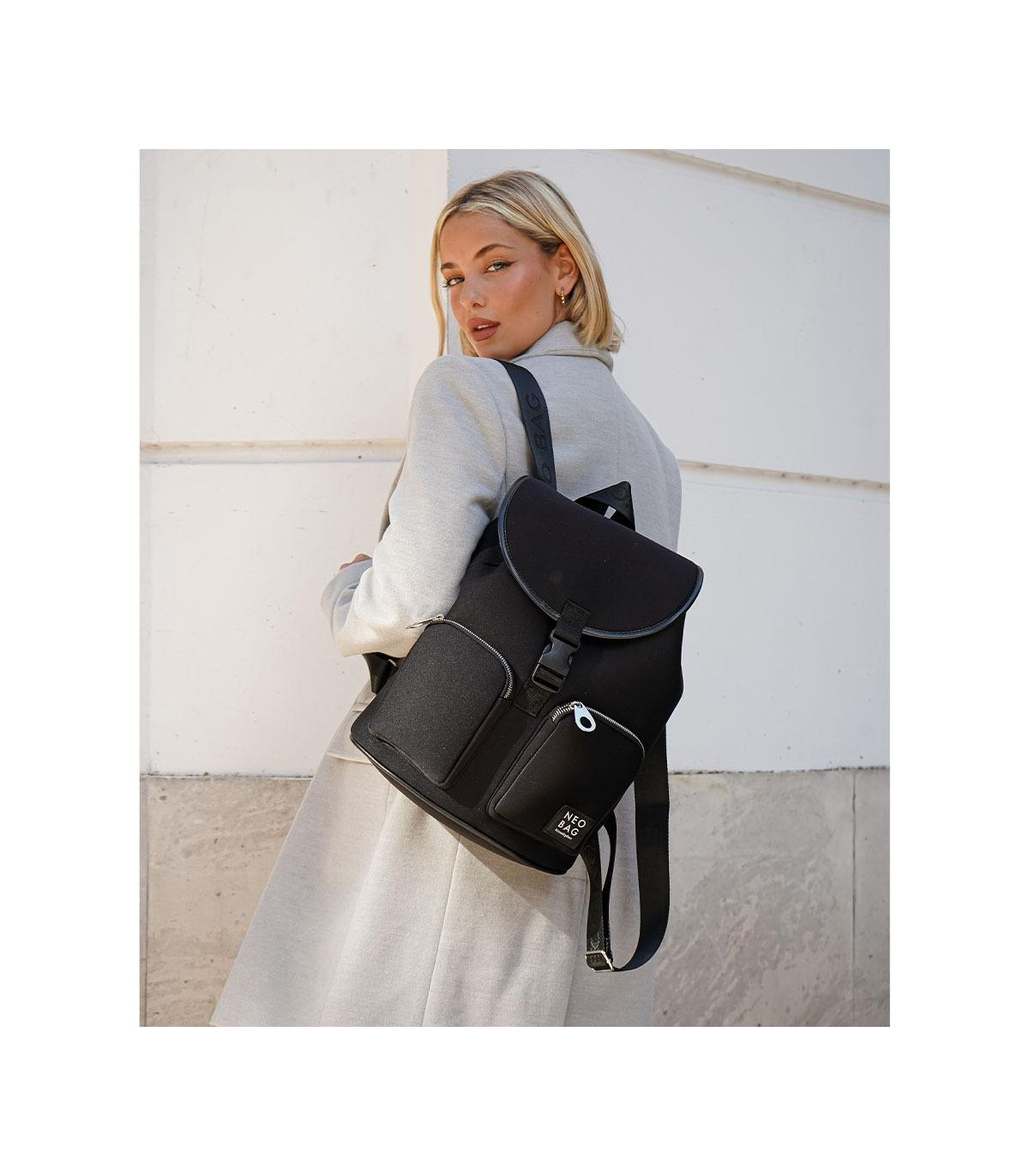 Mochila Hali - Simil Neoprene - Negro